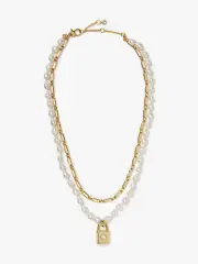 lock and spade pearl statement necklace