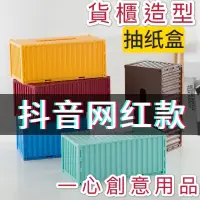 在飛比找蝦皮購物優惠-一心創意 貨櫃造型 面紙盒 藍色面紙盒 桌面裝飾 衛生紙盒