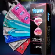 24 Pcs Natural Latex Condoms Ultra Thin Penis Sleeve Condom Ribbed Safer Contrac