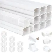 Mini Split Line Set Cover Kit 3"W 16Ft Air Conditioners Decorative PVC Slim L...