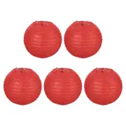 5 Pcs 6" Paper Lanterns Round Hanging Chinese/Japanese Lantern Decor Red