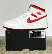 Size 7Y- Jordan 1 Mid SE White/Lobster-Dune Red-Sail (FJ3464-160)