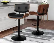 [ALFORDSON] 2 Pcs Kayla Swivel Bar Stools, Adjustable Counter Barstool in 62.5-84cm Seat Height, Kitchen Stool with Anti-Slip Floor Protector, Wooden Dining Chairfor Home Bar Dining Room