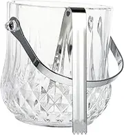 Transparent Glass Ice Bucket with Handle Multi Purpose Ice Barrel for Wine and Beer and Handy Design for Parties and Gatherings