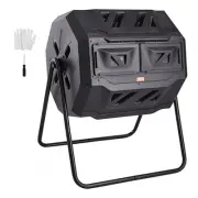 Dual Chamber Compost Bin 43 Gallon Tumbler Rotating Composter with Sliding Doors