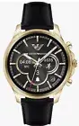 Emporio Armani Men's Black Leather Smartwatch