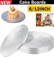 Masonite Cake Board 5mm Silver Round Various Sizes 10Pc Baking Cake Cups Cases