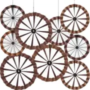 Outus 9 Pcs Wagon Wheel Decorations Paper Fans Country Western Party Decorations