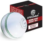 ONEGlobal Select Leather Cricket Ball | 100% Handcrafted, 156g - 5.5oz, 4-Piece Construction | Ideal for T20, Net Practice, Training etc.