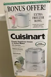 Ice Cream Maker Cuisinart 1 1/2 Quart Automatic Model ICE-20EBWS W/ Bonus Offer!