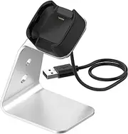 Charger Stand USB Charging Cable Dock Compat with Versa 2/ Versa 2 SE Watch Base Holder Fitn Watch Acc ories Silver