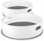 Semlos 2 Pack Lazy Susan Turntable for Cabinet - 9" & 12" Storage Containers Organizer, Non-Skid Susan Turntable Spice Rack, Lazy Susan Organizer for Kitchen, Cabinet, Pantry, Office, Bathroom