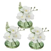 White Orchids Artificial Flowers Faux Orchids White/Light Green Vase