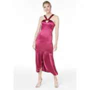 Aidan by Aidan Mattox Raspberry Liquid Satin Dress Pink Size 8 NWT