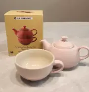 Le Creuset Tea for One Set Teapot Cup Stoneware Chiffon Pink