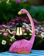 Garden Flamingo Statue with Solar Lantern - Outdoor Statue Yard Art for Patio La