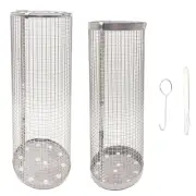 Rolling Grilling Baskets for Outdoor Grill Bbq Stainless Steel Mesh Net5401