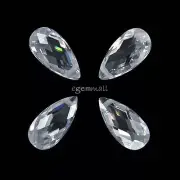 4x Cubic Zirconia Flat Pear Drop Briolette Beads 6x12mm Clear White #64511