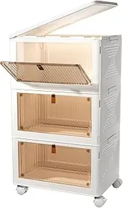 [CTSNSLH] 23Qt Plastic Storage Bins Organizer 3 Tier, Stackable for Storage, Boxes with Lids, Containers Bedroom Living Room Kitchen Study Office, Durable Folding 01