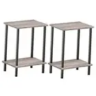 End Tables Set of Small Side Table, Nightstand with-Layer 2 Greige + Black