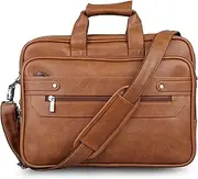 [LOGGIN] Men's Synthetic Leather Bag || Multi-Compartment Laptop Sleeves/Briefcase bag || Bag with Asjustable Bbelt And Shoulder || Executive & Expandable Bag for Office Use & Travel