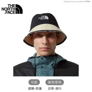 【The North Face 抗UV漁夫帽《淺卡其/黑》】3VVK/防曬帽/休閒帽/遮陽帽