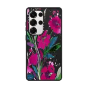 Galaxy S25 Ultra Impact Magnetic Case POCKETFUL OF POSIES Magenta Pink Teal Green, Floral Watercolor Painting Flowers Colorful Art Girly Pretty Spring Summer Garden Whimsical Fuchsia Bold Transparent Chic Lovely Design