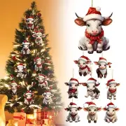 Christmas Cow Christmas Hat Pendant Funny Ornament Christmas Ornaments