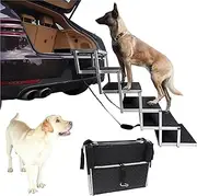 Portable Dog Stairs for Large Dogs, 6 Steps Folding Dog Steps, Supports up to 150 Lbs, Widen Dog Steps, Pet Ramp Lightweight Dog Stairs with Nonslip Surface, Dog Steps for Car, Trucks & SUV