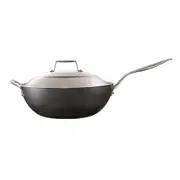 Cuisine::pro Diamond 9 Hard Anodised Non-Stick Wok with Lid 32cm - Robins Kitchen