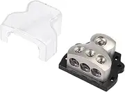 3-Way Power Distribution Block, 1 * 0 Gauge in 3 * 4 Gauge Out Amp Power Distribution Block for Car Audio Splitter
