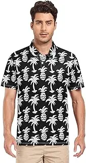 [ZZXXB] Pineapple Palm Tree Men's Polo Shirts Short Sleeve Quick Dry Athletic Outdoor Sports Golf Shirts S-XXL