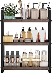 HNRLOY Bathroom Counter Organizer,Bathroom Countertop Organizer,Counter Shelf,Countertop Storage,Organization and Storage,Makeup Shelf,Sink Caddy(Brown 3 Tier)