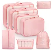 8 Set Travel Luggage Organizer Packing Organisers,Pink