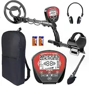 Metal Detector for Adults, Professional Gold Detector, Higher Accuracy Gold Detector with Backlight LCD Display, 5 Mode Metal Detectors with Waterproof Lightweight 8" Search Coil(Red)