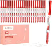 GC QUILL Pack of 24 0.5 mm Rollerball Pens with Liquid Ink, Quick Drying, Durable, Extra Fine Tip for Writing, Diary, Notes, School, Office Supplies (Red)