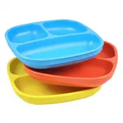 Re-play divided plates (3) - primary colours (red, blue & yellow)