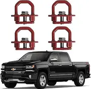Tie Down Anchors Truck Bed Side Wall Anchor Compatible with 2007-2023 Chevy Silverado/GMC Sierra, 2015-2023 Chevy Colorado/GMC Canyon, 4Pack Red