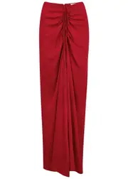 Christopher Esber Red Ruched Maxi Skirt - 12 12