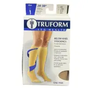 Truform 20-30" Below Knee Compression Stockings Closed Toe Beige Size Large