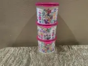New Tupperware Set 3 Mini Canisters 2.5 cups ea Beautiful Flowers For Mom Theme