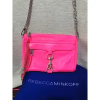 在飛比找蝦皮購物優惠-Rebecca Minkoff mini Mac 螢光粉銀鏈