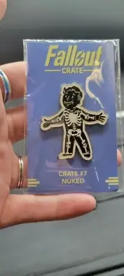 RARE Fallout Black Adamantium Skeleton Perk Pin Loot Crate NUKED #7