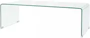 Long Coffee Table Tempered Glass,Modern Side Table for Living Room