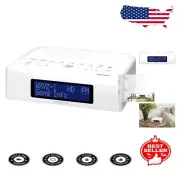 Elegant White HDR-15 AM/FM Digital Clock Radio with 3 Alarm Functions & USB Port
