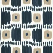 Schumacher Checkerboard Ikat Linen Print Fabric- Kandira / Indigo 3.90 yd 174402