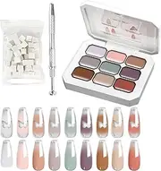 Nail Gel Paint Palette, 9 Colors Women Nail Craft Painting Gel, Fingernails Gradient Polish Cosmetics with Metal Grabber for Salon Professionals and Home Beginners