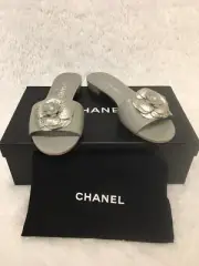 CHANEL Mules Slide Sandals in Grey Silver 36, 37, 38, 39.5 & 40 $800