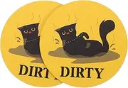 SHOWERORO 2pcs Dishwasher Clean Dirty Sign Circular Cat Design Universal Indicator for Dishwasher Fridge