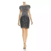 Aidan Mattox black beaded cap sleeve cocktail dress size 4